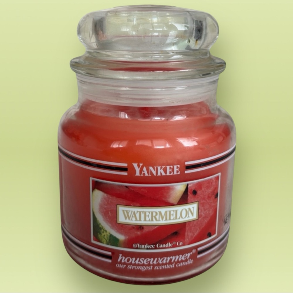 Yankee Candle Jar Watermelon Rare Vintage Black Band Pink Red 14.5 Oz